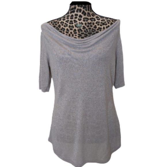 The Limited Silver Shimmery Draped Blouse Medium - Picture 1 of 7